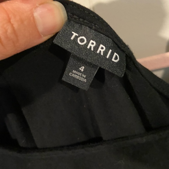 Torrid 4 Curve Square Neckline Casual Body con Black Midi Long Sleeve Dress - Picture 6 of 7